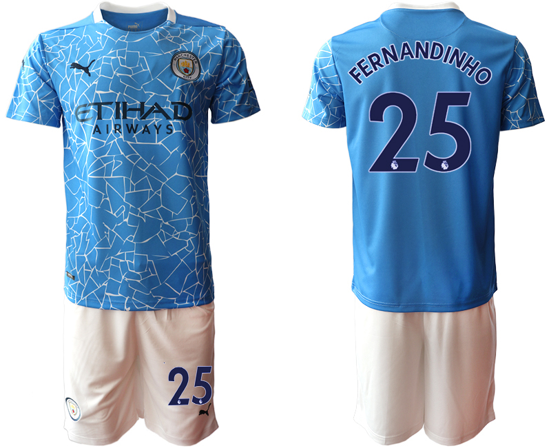 Men 2020-2021 club Manchester City home #25 blue Soccer Jerseys